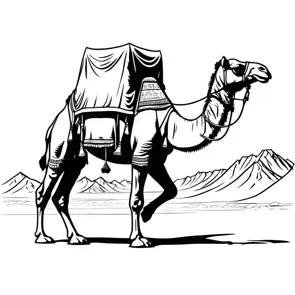 Camel caravan coloring pages